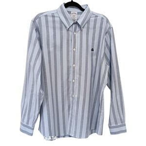 Brooks Brothers‎ Men's L Dress Shirt Blue Stripe Non-Iron Classic Button Up